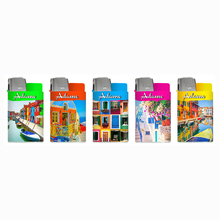 Electronic Lighter 115005 Adamo Design label Cube shape Colorful City
