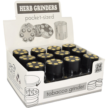 Dohányőrlő fém 914052 Adamo fekete töltény 3 részes  3 cm