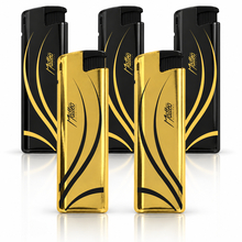 Electronic Lighter 184111 Matteo in Metal case Gold lines