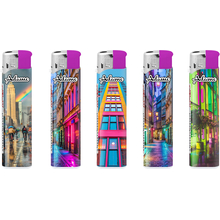 Electronic Lighter 189403 Adamo Design label Skinny Colorful city