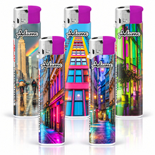 Electronic Lighter 189403 Adamo Design label Skinny Colorful city