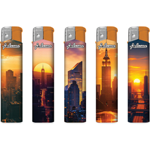 Electronic Lighter 189423 Adamo Design label Skinny City sunset