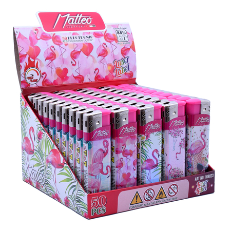 Electronic Lighter 169021 Matteo Laser label Elegant Flamingo