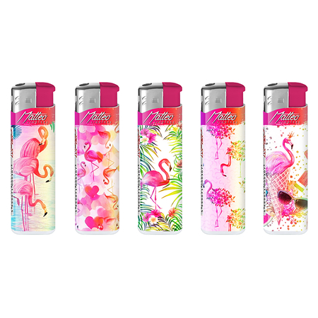Electronic Lighter 169021 Matteo Laser label Elegant Flamingo
