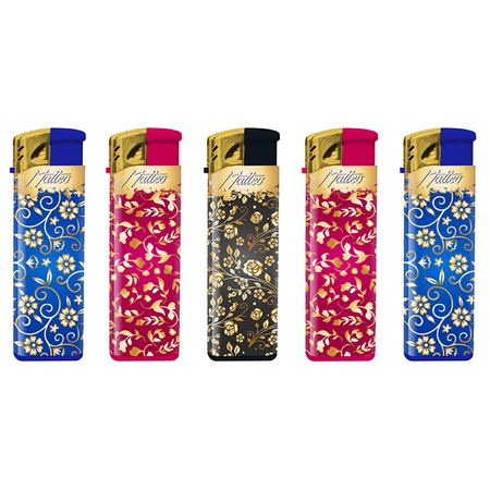 Electronic Touchable label Lighter 182018 Gold Flowers