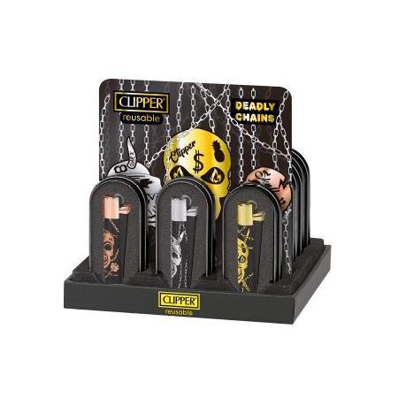 Öngyújtó fém CM3S147X tűzköves Clipper Halálos láncok