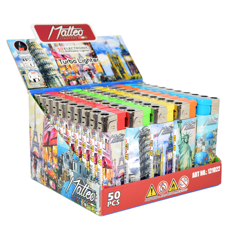 Vihar Öngyújtó 121022 Matteo Fix lángos Vegyes mintás város festék