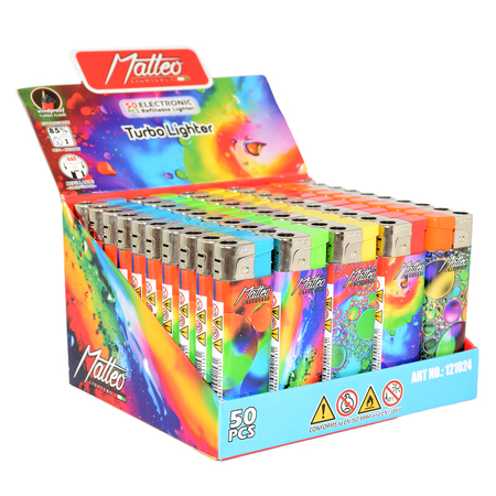 Turbo Lighter 121024 Matteo Fix flame Design label Colorful waterdrops