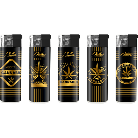 Turbo Lighter 121031 Matteo Fix flame Design label Gold weed
