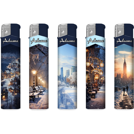Electronic Lighter 189373 Adamo Design label Skinny Winter city