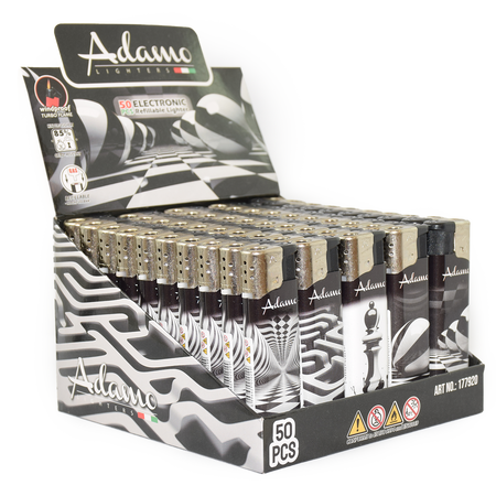 Turbo Lighter 177920 Adamo Design label Black and white
