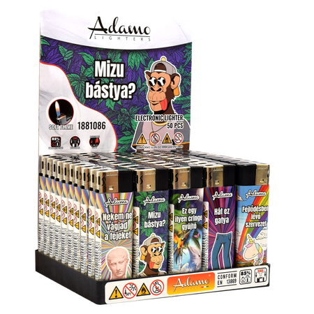 Elektromos Öngyújtó 1881086 Adamo Vegyes mintás Mókás HUN szöveg