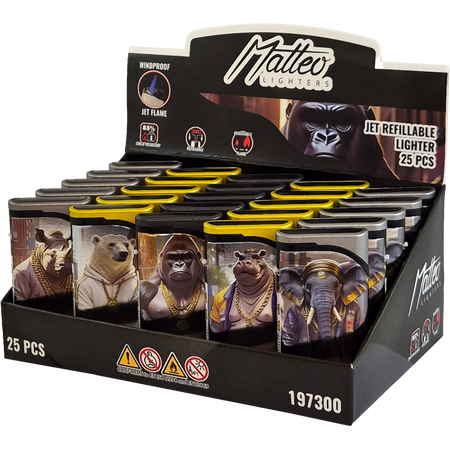 Jet Öngyújtó 197300 Matteo Las Vegas Fémtokos kitapintható gengszter állatok