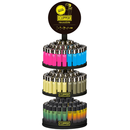 Öngyújtó műanyag CP2H016BCH tűzköves mini állványos Clipper színes