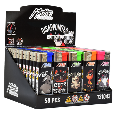 Turbo Lighter 121043 Matteo Fix flame Design label Cute Text