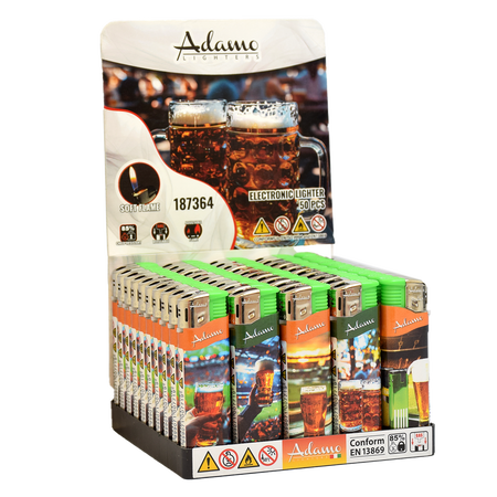 Electronic Lighter 187364 Adamo Design label Slim Beer and football
