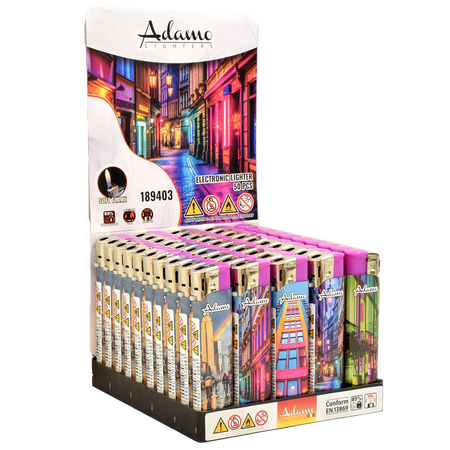 Elektromos Öngyújtó 189403 Adamo Vegyes mintás Skinny Színes város