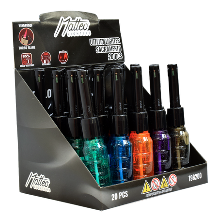 Candle Lighter 198200 Matteo Turbo Flame Sacramento TC OKBBP with glitter