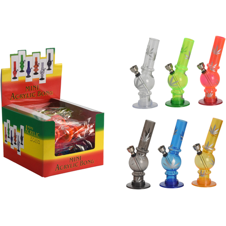 Bong Mini ABX07 Acrylic TC with Weed print 15 cm