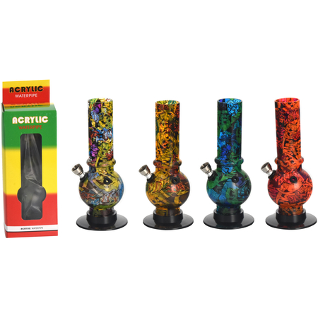 Bong ABX09 Acrylic Black with Graffiti pattern 20 cm