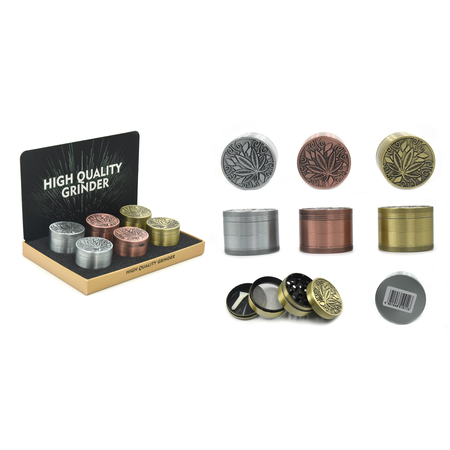 Dohányőrlő G1003 Fém Füves Arany ezüst bronz 50mm