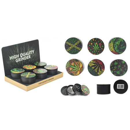 Dohányőrlő G1004 Fém 4 részes Fekete Füves 63mm