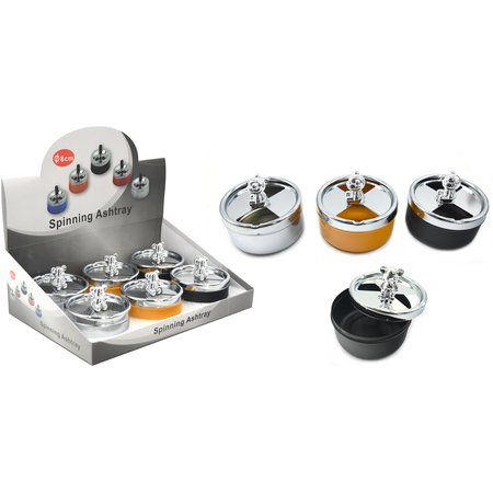 Ashtray SA112 spinning metal with Bear pusher 6 colors 9,5 cm