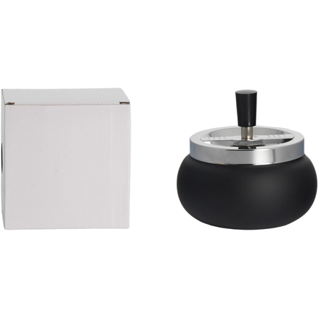 Ashtray SA43-A spinning metal curved Black 13,5 cm