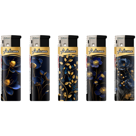Electronic Lighter 1881233 Adamo Design label Gold blue flower