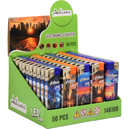 Electronic Lighter 146100 Adamo Design label LED City skyline
