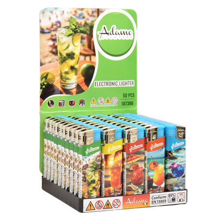 Elektromos Öngyújtó 187386 Adamo Vegyes mintás Slim Koktél