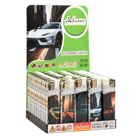 Elektromos Öngyújtó 187387 Adamo Vegyes mintás Slim Autók