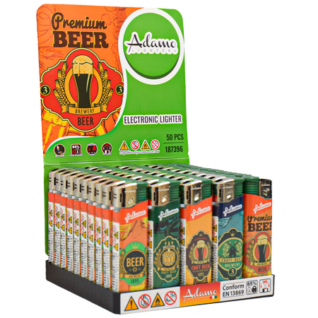 Elektromos Öngyújtó 187396 Adamo Vegyes mintás Slim Sör címkék