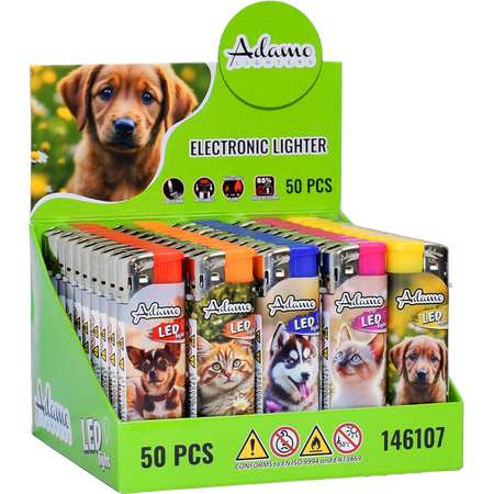 Elektromos Öngyújtó 146107 Adamo Vegyes mintás LED Aranyos állatok
