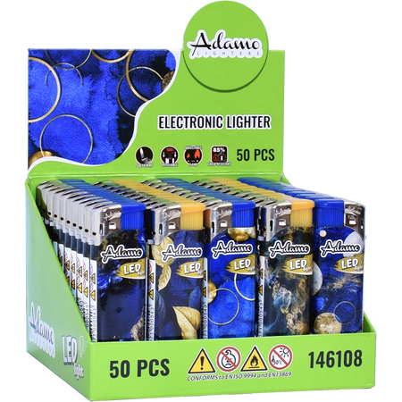 Elektromos Öngyújtó 146108 Adamo Vegyes mintás LED Elegáns kék
