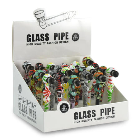 Üveg pipa GP1008 Színes Graffiti