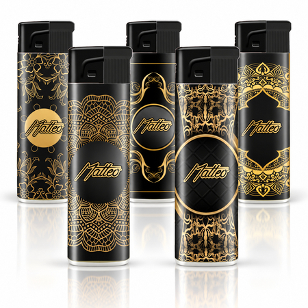 Turbo Lighter 121050 Matteo Fix flame Design label Gold Elegant