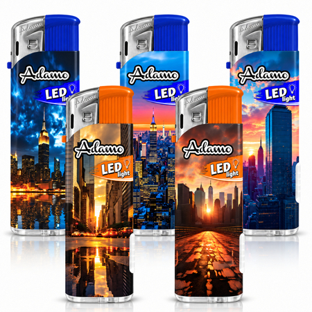 Electronic Lighter 146100 Adamo Design label LED City skyline