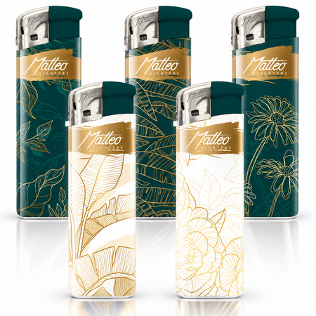 Electronic Lighter 182034 Matteo Touchable label Gold plants