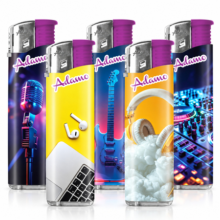Electronic Lighter 187408 Adamo Design label Slim Music