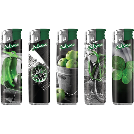 Electronic Lighter 187422 Adamo Design label Slim Desaturated green