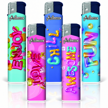 Electronic Lighter 189436 Adamo Design label Skinny Positive text