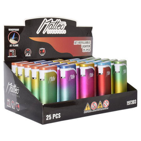 Jet Lighter 197303 Matteo Las Vegas in Metal Case Rubberized Triple Gradient
