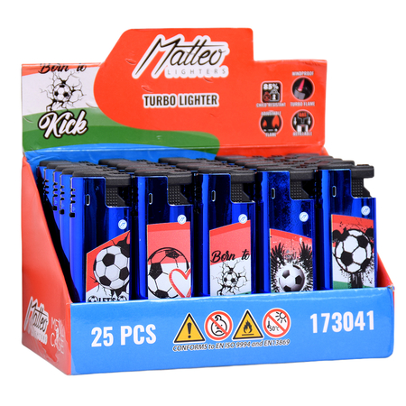 Turbo Lighter 173041 Matteo in Metal case I Love Football