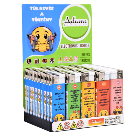 Electronic Lighter 1881377 Adamo Design label Smiley text