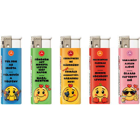 Electronic Lighter 1881377 Adamo Design label Smiley text