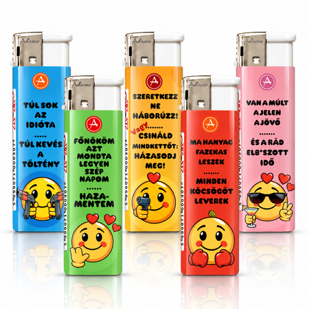 Electronic Lighter 1881377 Adamo Design label Smiley text