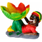 Ashtray A401049 Rasta lying with hemp leaf 13x9x9cm
